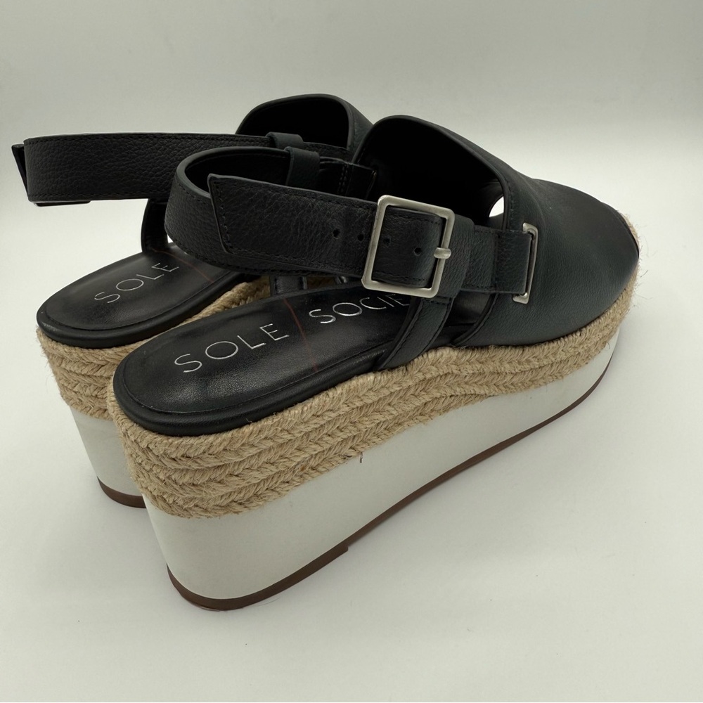 Sole Society Ayelani Boho Black Espadrille Wedge Open Toe Sandals SZ 9M - Picture 15 of 16